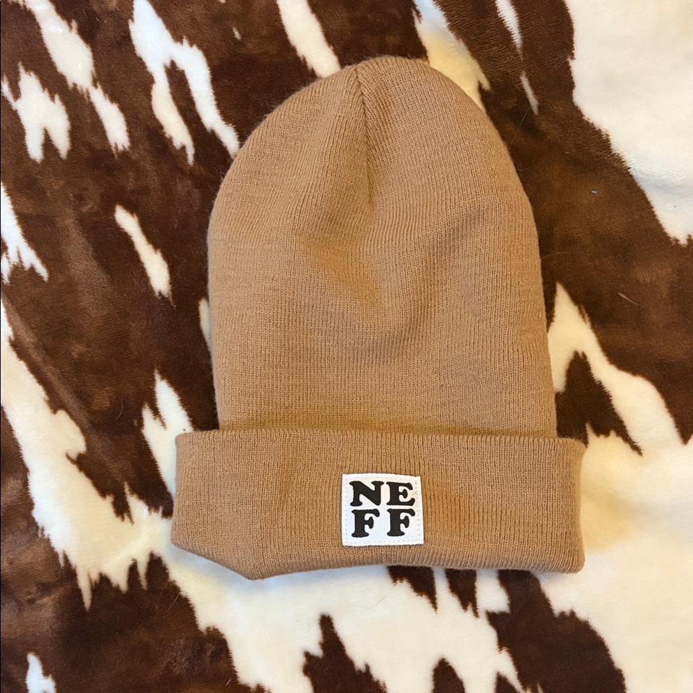 Neff Knit Cuffed Beanie in Camel